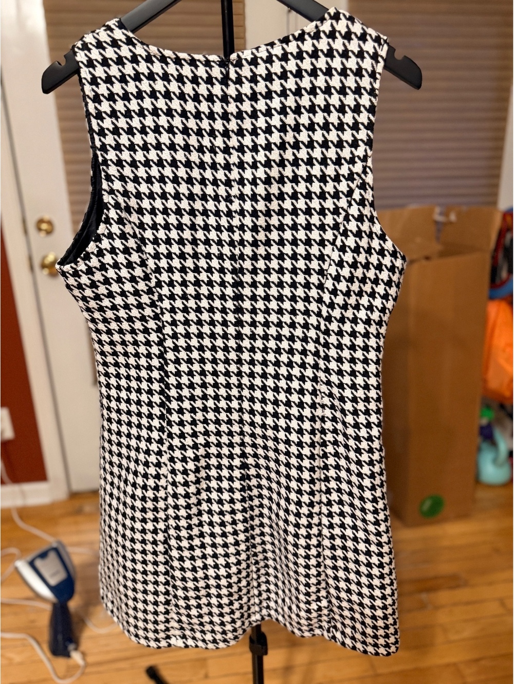 SHEIN Black and White Houndstooth Sleeveless Dress Size L US 8/10 - Picture 5 of 8